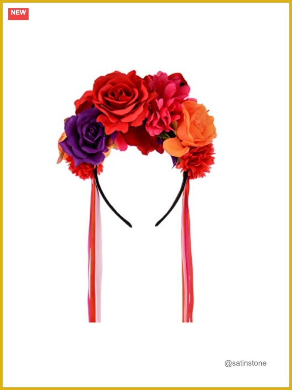 Fabric Flower Rose Headband Day of the Dead Festival Hair Accessory Boho